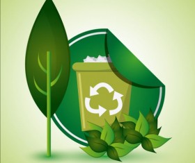 Ecological with natural stickers vector material 01