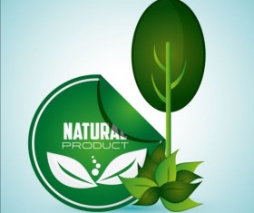 Ecological with natural stickers vector material 02