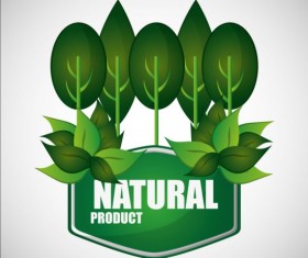 Ecological with natural stickers vector material 03
