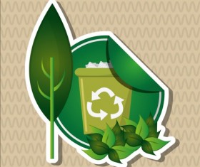 Ecological with natural stickers vector material 05