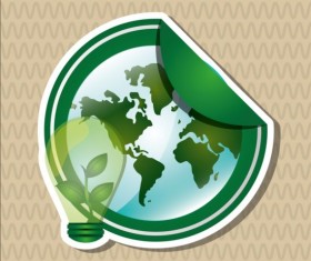 Ecological with natural stickers vector material 06