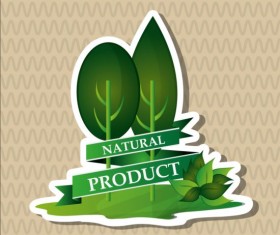 Ecological with natural stickers vector material 07