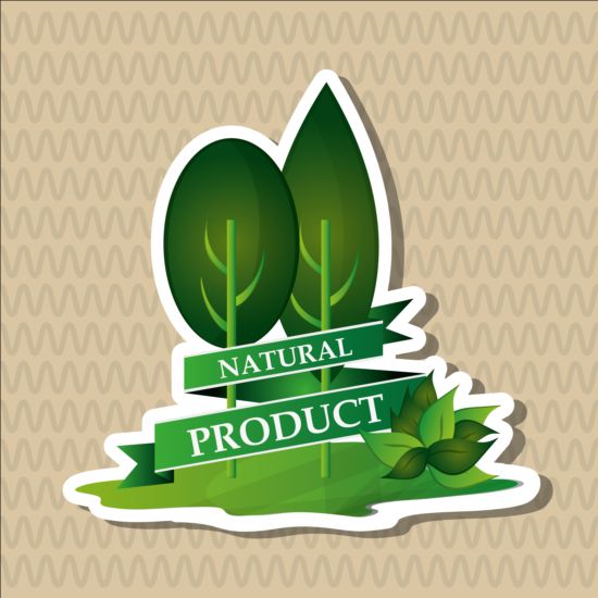 Ecological with natural stickers vector material 07