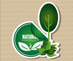 Ecological with natural stickers vector material 08