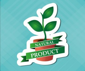 Ecological with natural stickers vector material 09