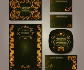 Elegant steampunk card vector set
