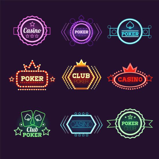 Exquisite casino neon labels vector 01