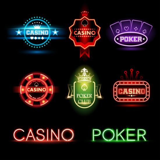 Exquisite casino neon labels vector 02