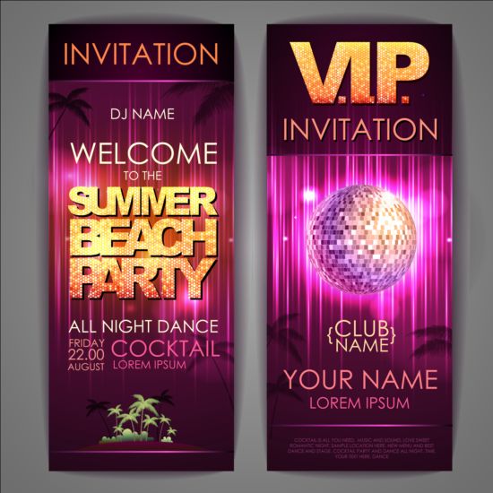 Exquisite cocktail party invitation card vector 02