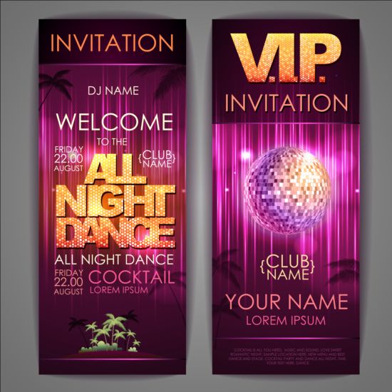 Exquisite cocktail party invitation card vector 03