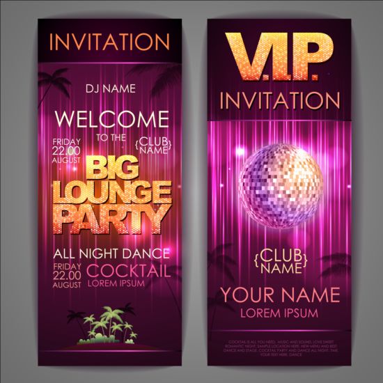 Exquisite cocktail party invitation card vector 04