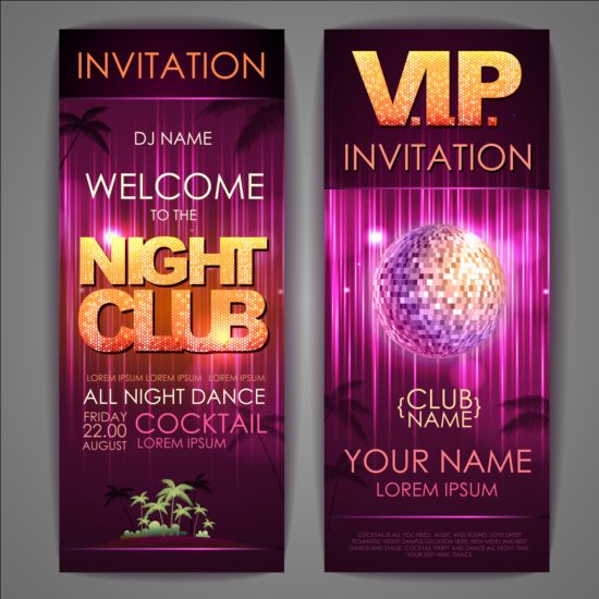 Exquisite cocktail party invitation card vector 05