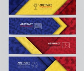 Flag with soccer banners vectors set 02