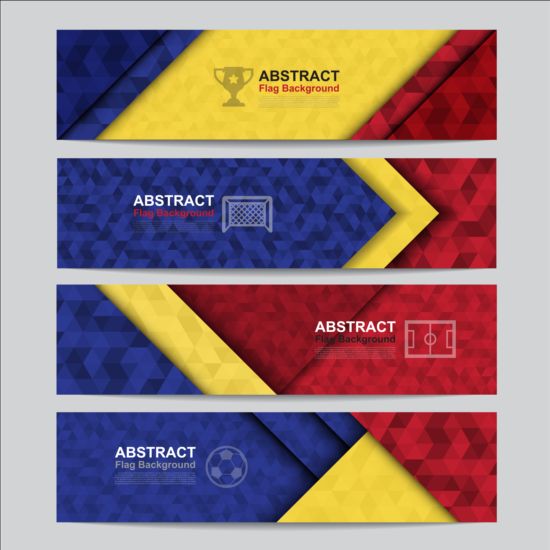 Flag with soccer banners vectors set 02