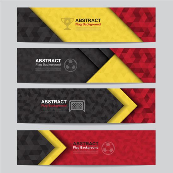 Flag with soccer banners vectors set 03