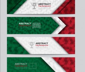 Flag with soccer banners vectors set 04
