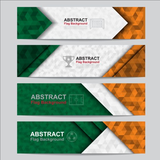 Flag with soccer banners vectors set 05