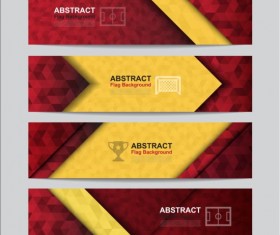 Flag with soccer banners vectors set 06