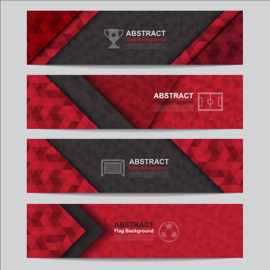 Flag with soccer banners vectors set 09
