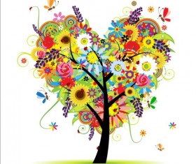 Floral heart tree vector