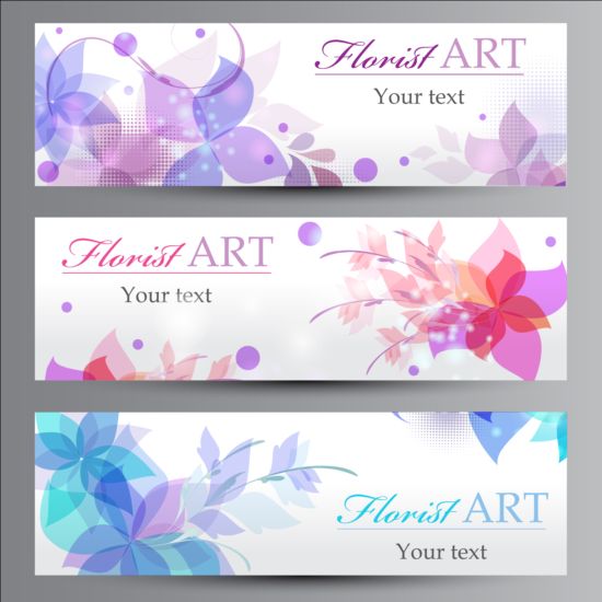 Florist art banners set vector 01