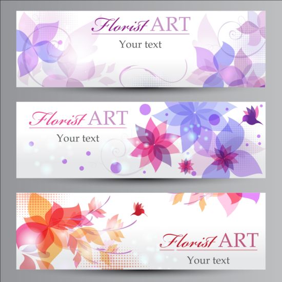 Florist art banners set vector 02