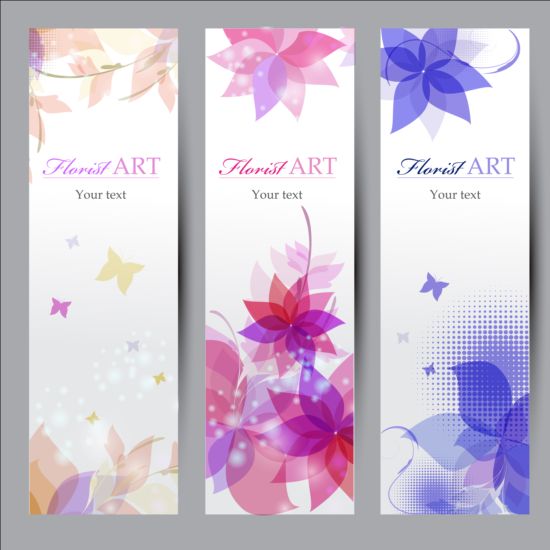 Florist art banners set vector 03