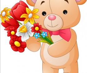 Flower with teddy bear vector