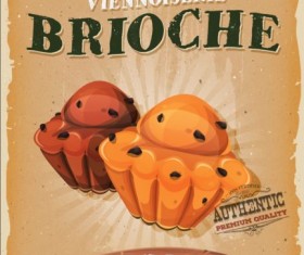 French brioche poster vintage grunge vector