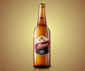 Fresh beer with bottle vector