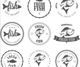 Fresh fish vintage labels vector 01