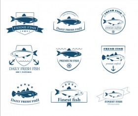 Fresh fish vintage labels vector 02