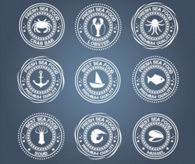 Fresh sea food vintage labels vector set