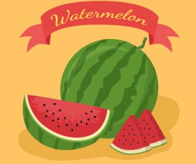 Fresh watermelon vector material 04
