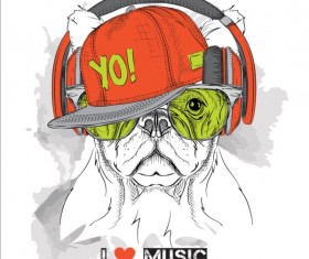 Funny dog with glasses vector material 06