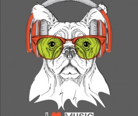 Funny dog with glasses vector material 09