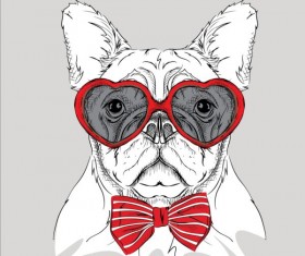 Funny dog with glasses vector material 10