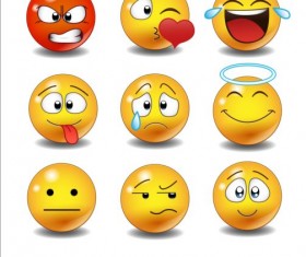 Funny spherical face expression vector