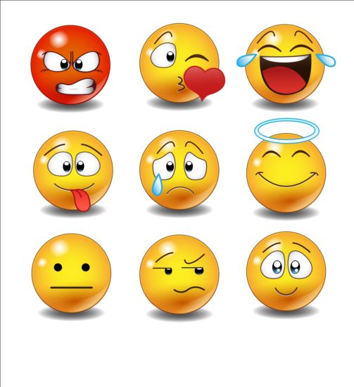 Funny spherical face expression vector