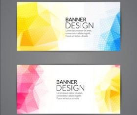 Geometric shapes with colored banners vectors 01