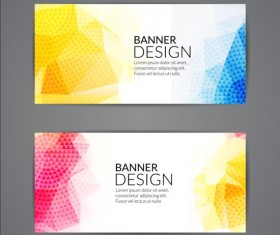 Geometric shapes with colored banners vectors 02