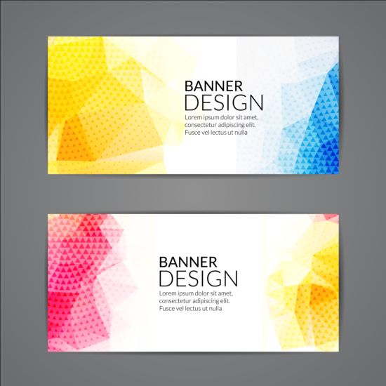 Geometric shapes with colored banners vectors 02