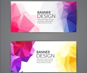 Geometric shapes with colored banners vectors 03