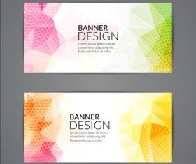 Geometric shapes with colored banners vectors 04