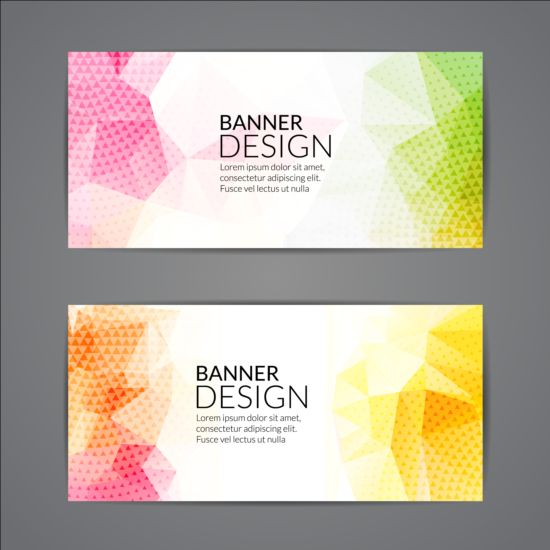 Geometric shapes with colored banners vectors 04