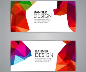 Geometric shapes with colored banners vectors 05