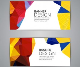 Geometric shapes with colored banners vectors 06