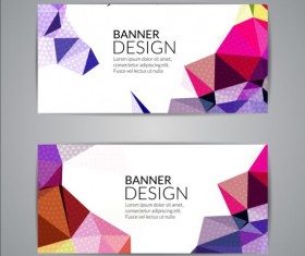 Geometric shapes with colored banners vectors 07