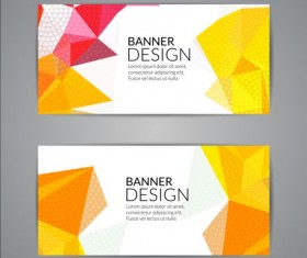 Geometric shapes with colored banners vectors 08