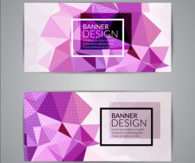 Geometric shapes with colored banners vectors 09